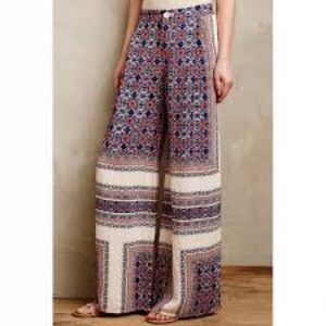 Elevenses Bohemian Patterned Wide-Leg Pants